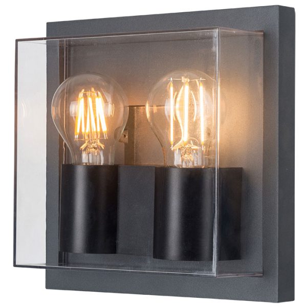 גוף "קוביה" מרובעת אפור E27 X 2 IP54 220X220