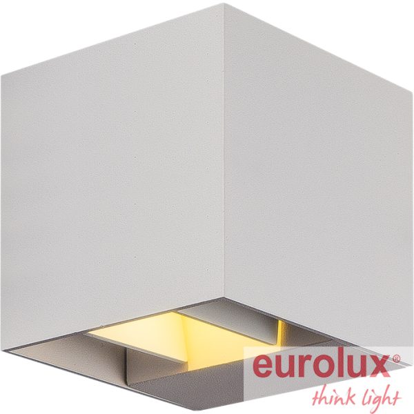 צמודי קיר מרובע 10X10 קיוב (UP/DOWN) לבן 2X6W 2900K IP65