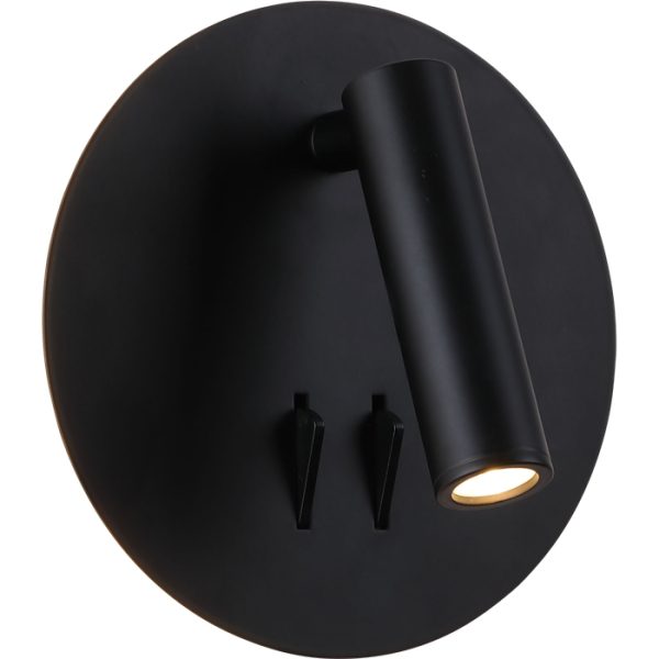 מנורת צמודי קיר קריאה עגולה 3W+6W IP20 גוף שחור אור חם